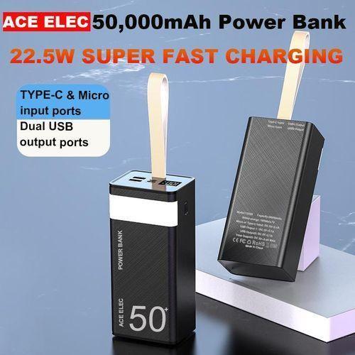 Ace Elec 50000 mAh Power Banks With LED Light Portable Super Fast Charger Type C input and Output